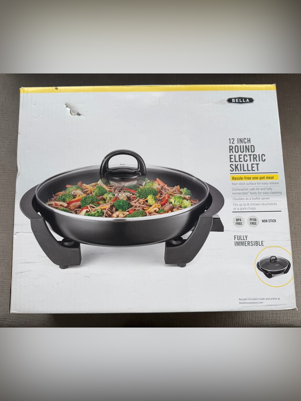 NIB BELLA 12 INCH ROUND ELECTRIC SKILLET